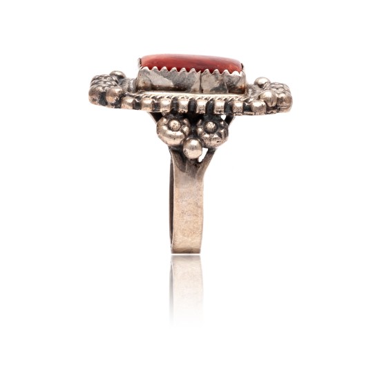 Spiny Oyster .925 Sterling Silver Certified Authentic Navajo Native American Handmade Ring 13103-1 Spiny Oyster .925 Sterling Silver Certified Authentic Navajo Native American Handmade Ring 13103-1