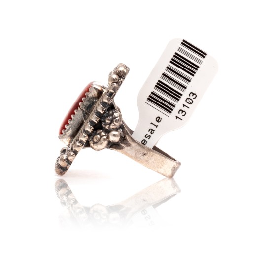 Spiny Oyster .925 Sterling Silver Certified Authentic Navajo Native American Handmade Ring 13103-1 Spiny Oyster .925 Sterling Silver Certified Authentic Navajo Native American Handmade Ring 13103-1