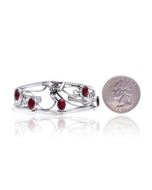 Flower Opal .925 Sterling Silver Certified Authentic Navajo Native American Handmade Cuff Bracelet 13109-1
