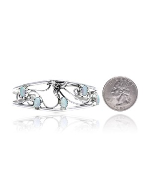 Flower Opal .925 Sterling Silver Certified Authentic Navajo Native American Handmade Cuff Bracelet 13109-3