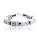 Natural Hematite and White Howlite .925 Sterling Silver Certified Authentic Navajo Native American Link Bracelet 13182