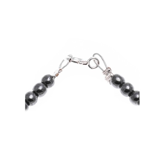 Natural Hematite and White Howlite .925 Sterling Silver Certified Authentic Navajo Native American Link Bracelet 13182