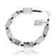 Natural Hematite and White Howlite .925 Sterling Silver Certified Authentic Navajo Native American Link Bracelet 13182