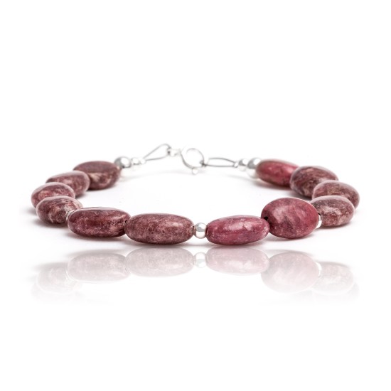 Natural Charoite .925 Sterling Silver Certified Authentic Navajo Native American Link Bracelet 13183