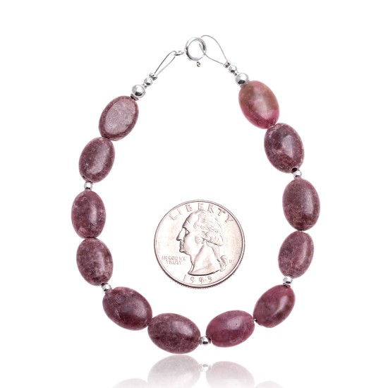 Natural Charoite .925 Sterling Silver Certified Authentic Navajo Native American Link Bracelet 13183