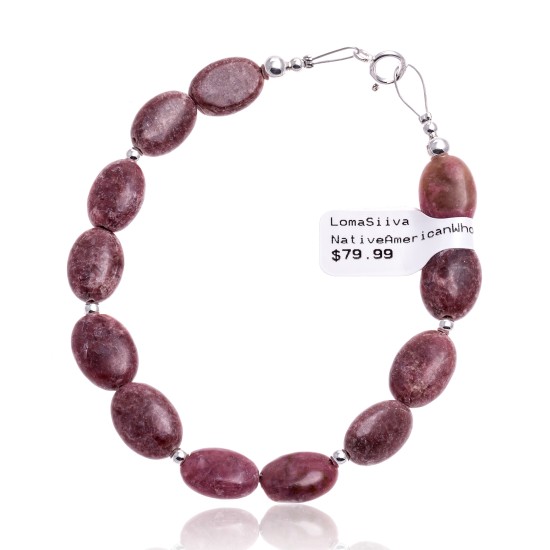 Natural Charoite .925 Sterling Silver Certified Authentic Navajo Native American Link Bracelet 13183