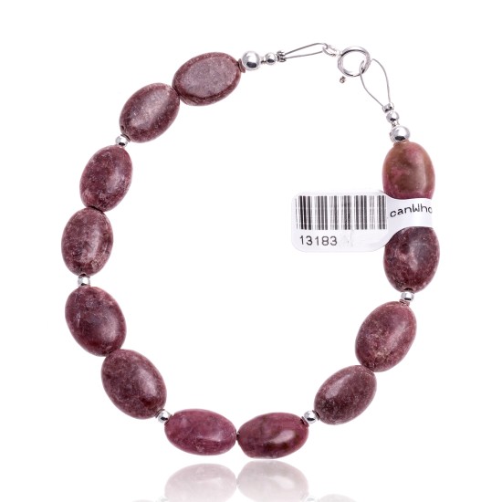 Natural Charoite .925 Sterling Silver Certified Authentic Navajo Native American Link Bracelet 13183