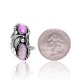 Flower and Leaf Lab Opal Silver Certified Authentic Navajo Native American Handmade Adjustable Ring 13188-8