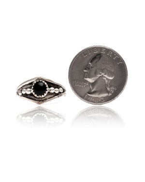 Black Onyx .925 Sterling Silver Certified Authentic Navajo Native American Handmade Ring 13204-1