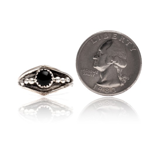 Black Onyx .925 Sterling Silver Certified Authentic Navajo Native American Handmade Ring 13204-1