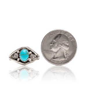 Natural Turquoise .925 Sterling Silver Certified Authentic Navajo Native American Handmade Ring 13204-2