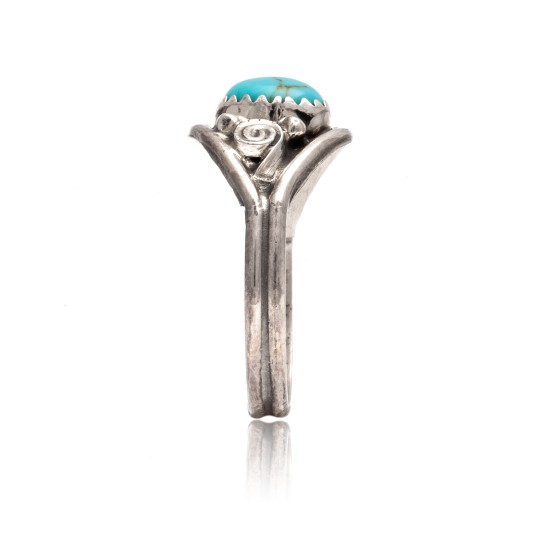 Natural Turquoise .925 Sterling Silver Certified Authentic Navajo Native American Handmade Ring 13204-2