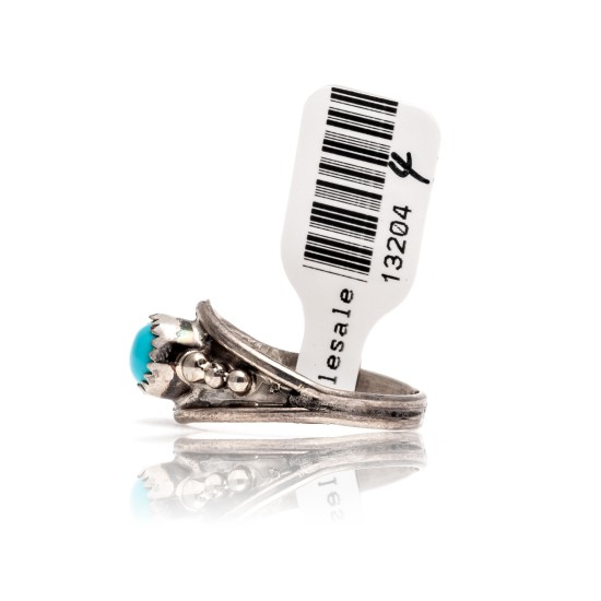 Natural Turquoise .925 Sterling Silver Certified Authentic Navajo Native American Handmade Ring 13204-4