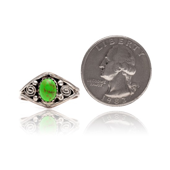 Gaspeite .925 Sterling Silver Certified Authentic Navajo Native American Handmade Ring 13204-5 Gaspeite .925 Sterling Silver Certified Authentic Navajo Native American Handmade Ring 13204-5