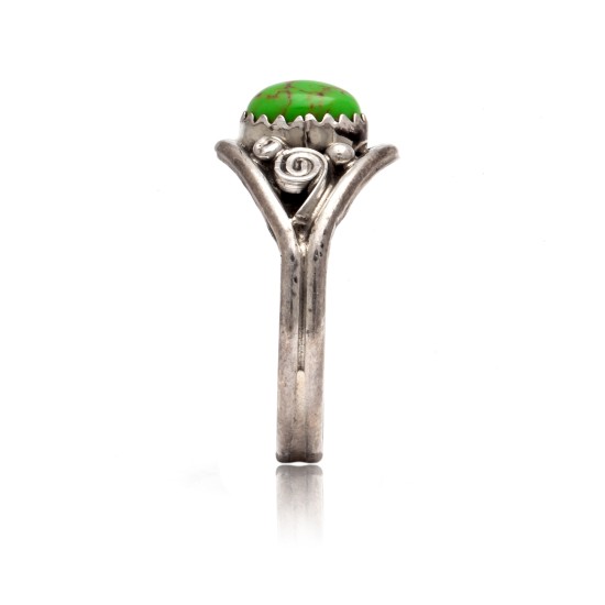 Gaspeite .925 Sterling Silver Certified Authentic Navajo Native American Handmade Ring 13204-5 Gaspeite .925 Sterling Silver Certified Authentic Navajo Native American Handmade Ring 13204-5