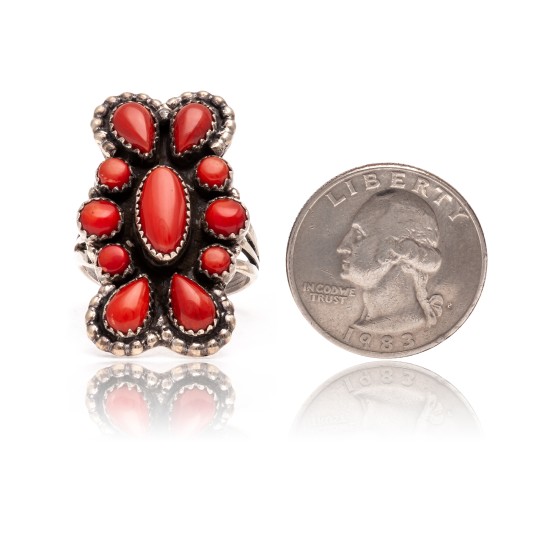 Spiny Oyster .925 Sterling Silver Certified Authentic Navajo Native American Handmade Ring 13206