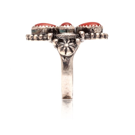 Spiny Oyster .925 Sterling Silver Certified Authentic Navajo Native American Handmade Ring 13209-1