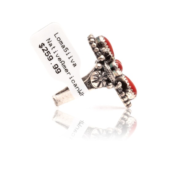 Spiny Oyster .925 Sterling Silver Certified Authentic Navajo Native American Handmade Ring 13209-1