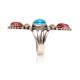 Natural Turquoise Red Spiny Oyster Orange Spiny Oyster .925 Sterling Silver Certified Authentic Navajo Native American Handmade Ring 13210-1