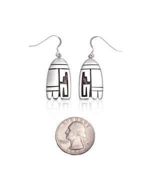 .925 Sterling Silver Certified Authentic Handmade Hopi Native American Earrings 13239