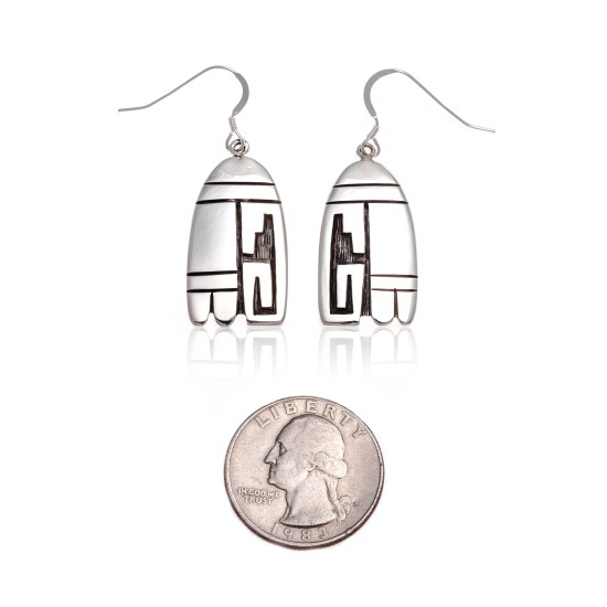 .925 Sterling Silver Certified Authentic Handmade Hopi Native American Earrings 13239 .925 Sterling Silver Certified Authentic Handmade Hopi Native American Earrings 13239