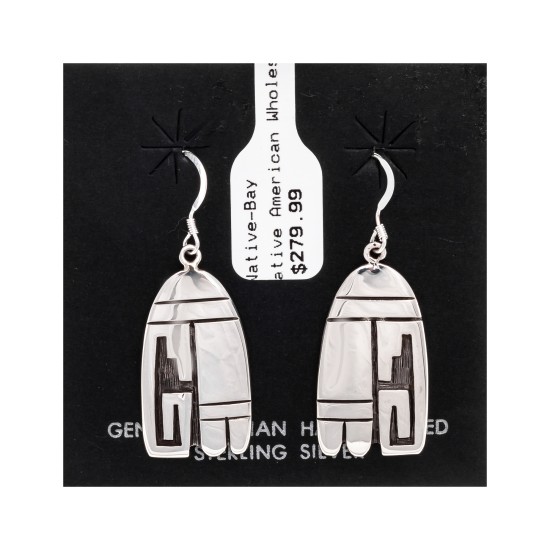 .925 Sterling Silver Certified Authentic Handmade Hopi Native American Earrings 13239 .925 Sterling Silver Certified Authentic Handmade Hopi Native American Earrings 13239