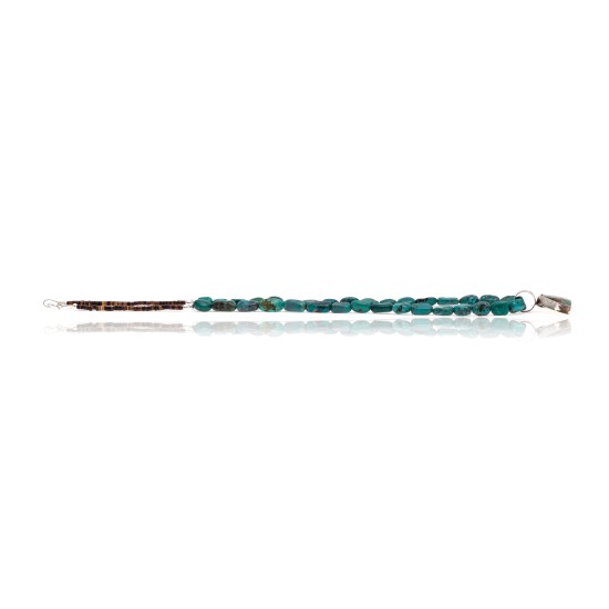 .925 Sterling Silver Certified Authentic Handmade Navajo Native American Natural Turquoise Necklace and Pendant 15003-3-15338