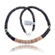 Natural Turquoise and Graduated Hishi .925 Sterling Silver Certified Authentic Navajo Native American Necklace 15804-2