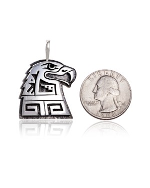 Eagle .925 Sterling Silver Certified Authentic Handmade Hopi Native American Pendant 15919