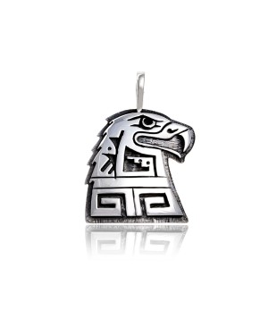 Eagle .925 Sterling Silver Certified Authentic Handmade Hopi Native American Pendant 15919