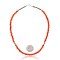 Natural Turquoise and Carnelian .925 Sterling Silver Certified Authentic Navajo Native American Necklace 16083-10