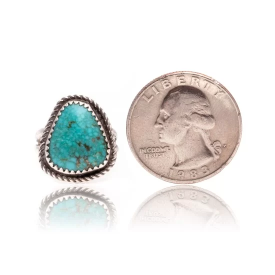 Natural Turquoise .925 Sterling Silver Navajo Native American Handmade Ring 17000-8 Natural Turquoise .925 Sterling Silver Navajo Native American Handmade Ring 17000-8
