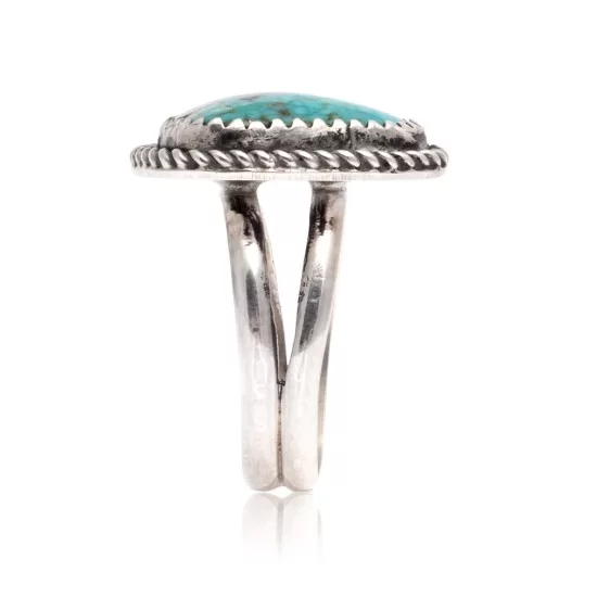 Natural Turquoise .925 Sterling Silver Navajo Native American Handmade Ring 17000-8 Natural Turquoise .925 Sterling Silver Navajo Native American Handmade Ring 17000-8