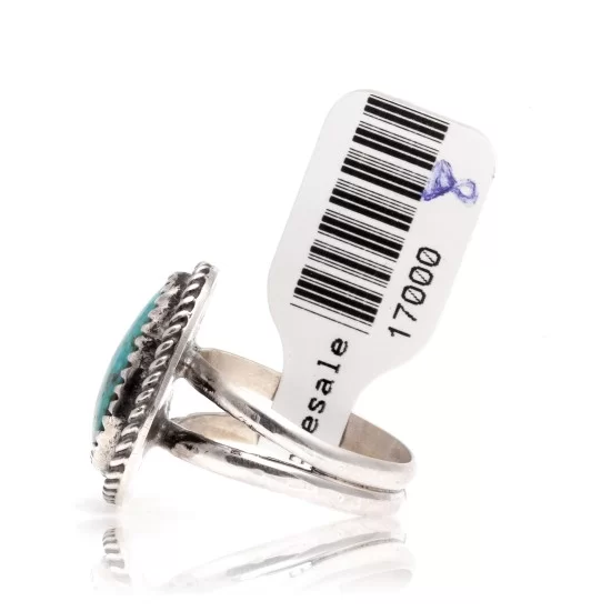 Natural Turquoise .925 Sterling Silver Navajo Native American Handmade Ring 17000-8 Natural Turquoise .925 Sterling Silver Navajo Native American Handmade Ring 17000-8