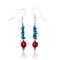 Natural Turquoise and Coral .925 Sterling Silver Hooks Certified Authentic Navajo Native American Dangle Earrings 18070