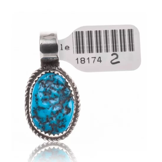 Natural Turquoise .925 Sterling Silver Navajo Native American Handmade Pendant 18174-2 Natural Turquoise .925 Sterling Silver Navajo Native American Handmade Pendant 18174-2