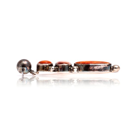 Orange Spiny Oyster .925 Starling Silver Certified Authentic Navajo Native American Handmade Post Earrings  18198-30