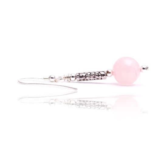 .925 Sterling Silver Certified Authentic Navajo Native American Natural Pink Quartz Set 18235-1-18237-1