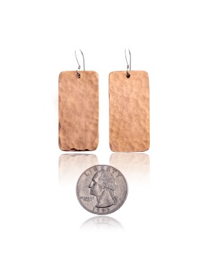 Hammered Pure Copper Certified Authentic Navajo Native American Handmade Dangle Earrings 18245