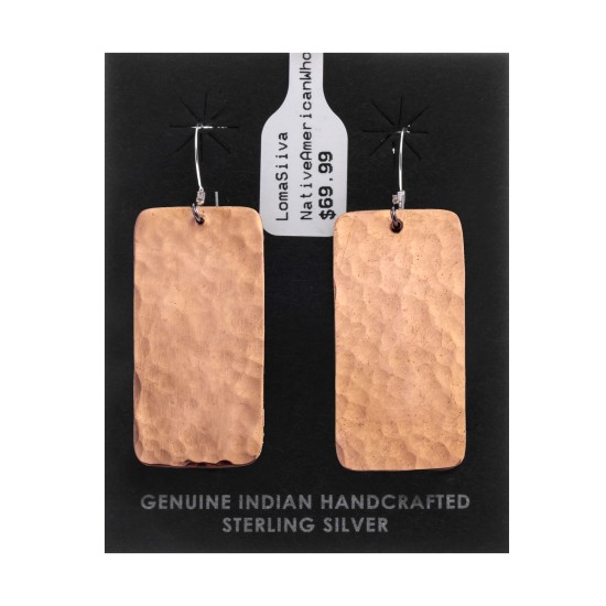 Hammered Pure Copper Certified Authentic Navajo Native American Handmade Dangle Earrings 18245