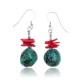 Natural Turquoise Coral .925 Sterling Silver Hooks Certified Authentic Navajo Native American Dangle Earrings 18294-12