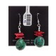 Natural Turquoise Coral .925 Sterling Silver Hooks Certified Authentic Navajo Native American Dangle Earrings 18294-12