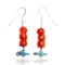 Natural Turquoise and Coral .925 Sterling Silver Hooks Certified Authentic Navajo Native American Dangle Earrings 18294-14