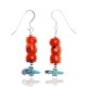 Natural Turquoise and Coral .925 Sterling Silver Hooks Certified Authentic Navajo Native American Dangle Earrings 18294-14 Natural Turquoise and Coral .925 Sterling Silver Hooks Certified Authentic Navajo Native American Dangle Earrings 18294-14