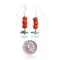 Natural Turquoise and Coral .925 Sterling Silver Hooks Navajo Native American Dangle Earrings 18294-14 Natural Turquoise and Coral .925 Sterling Silver Hooks Navajo Native American Dangle Earrings 18294-14