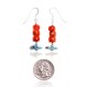 Natural Turquoise and Coral .925 Sterling Silver Hooks Certified Authentic Navajo Native American Dangle Earrings 18294-14 Natural Turquoise and Coral .925 Sterling Silver Hooks Certified Authentic Navajo Native American Dangle Earrings 18294-14