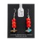 Natural Turquoise and Coral .925 Sterling Silver Hooks Certified Authentic Navajo Native American Dangle Earrings 18294-14