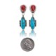 Natural Turquoise Spiny Oyster .925 Sterling Silver Certified Authentic Navajo Native American Handmade Post Earrings  18316-3