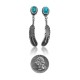 Natural Turquoise .925 Sterling Silver Certified Authentic Navajo Native American Handmade Feather Post Earrings  18317