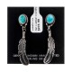 Natural Turquoise .925 Sterling Silver Certified Authentic Navajo Native American Handmade Feather Post Earrings  18317
